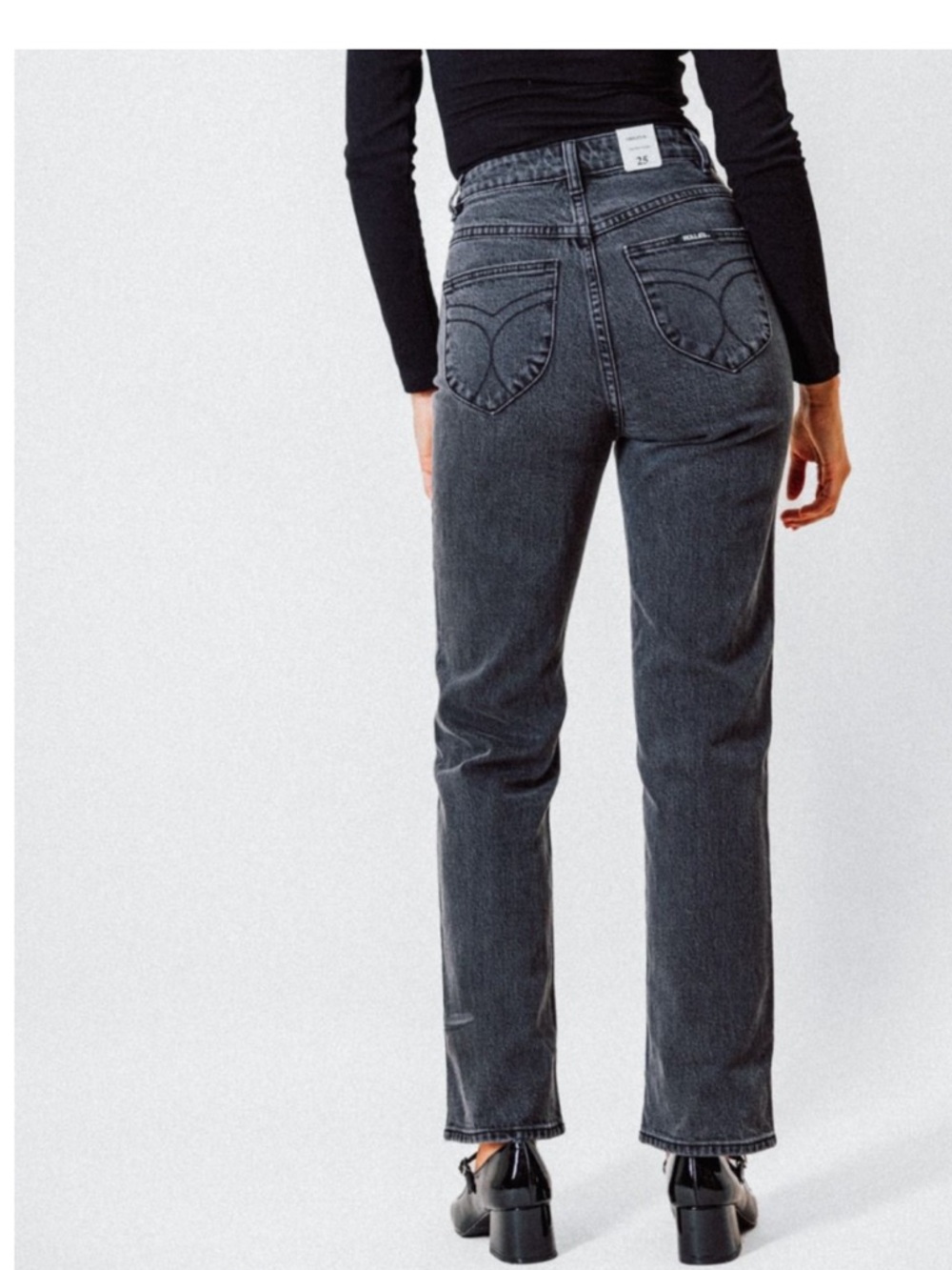 ROLLA’S Jeans Womens 26 Black Denim Original High Rise‎ Straight Leg Aussie Sz 8